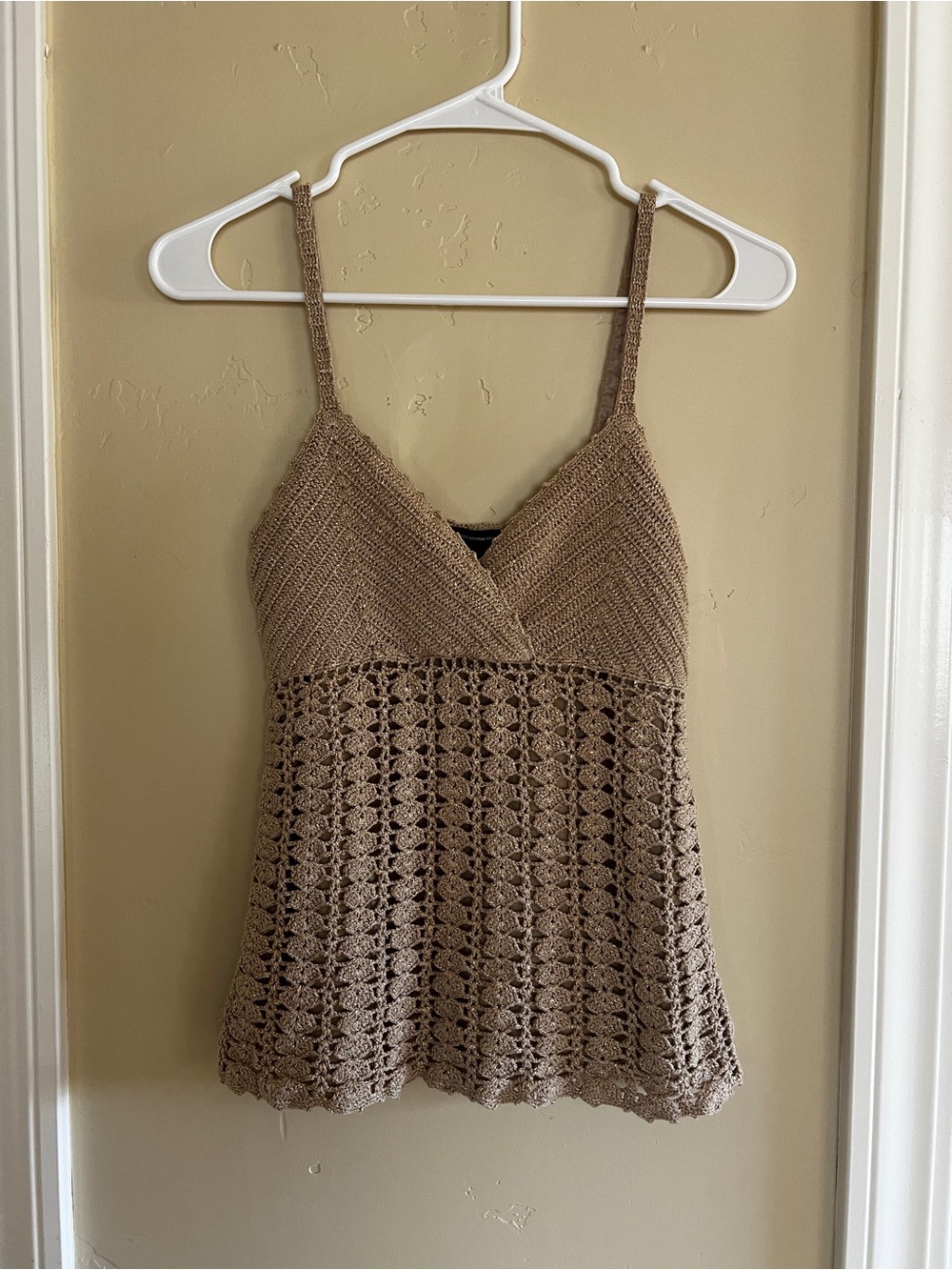 INC International Concepts Taupe Crochet V-Neck Camisole